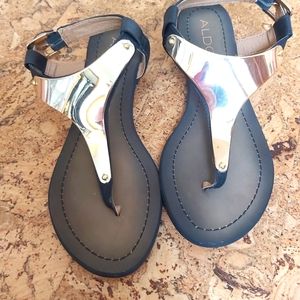 Aldo Thong Sandals-Navy and Gold